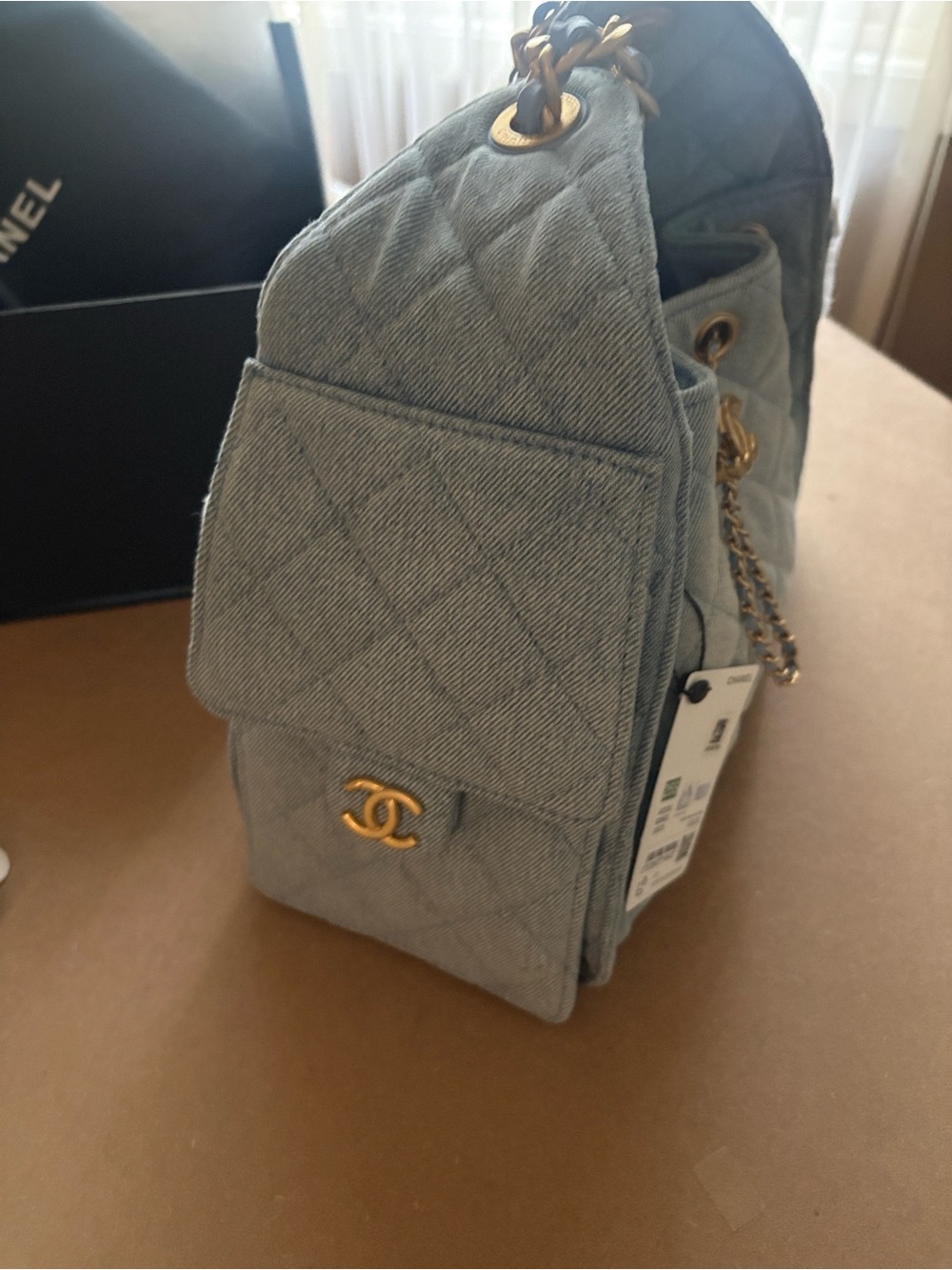 CHANEL 25 Drawstring Shoulder Bag in Denim with Gold Hardware - Picture 5 of 5